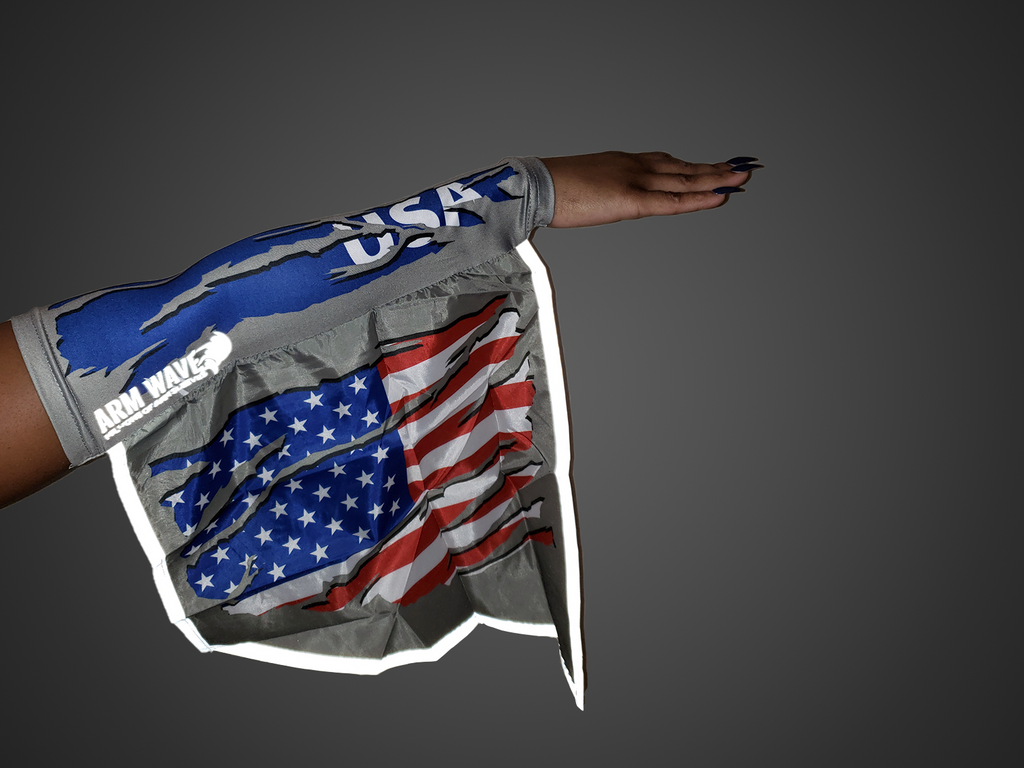 USA REFLECTIVE ARM SLEEVE FLAG, wearable flags that reflect light Arm