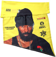 Spragga Benz Arm Sleeve Flag! Yellow Arm Sleeve with an attached piece under the arm sleeve with Spragga Benz face, Chiliagon text and 3 of Spragga benz label logos