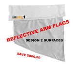 Custom order Arm Wave Sleeves to promote your brand, school or team. The Arm Sleeve with an attached piece (banner like) fabric under the under part of the arm sleeve for promoting and advertising.Arm Sleeve Flag - Reflective Edges | Arm Wave
